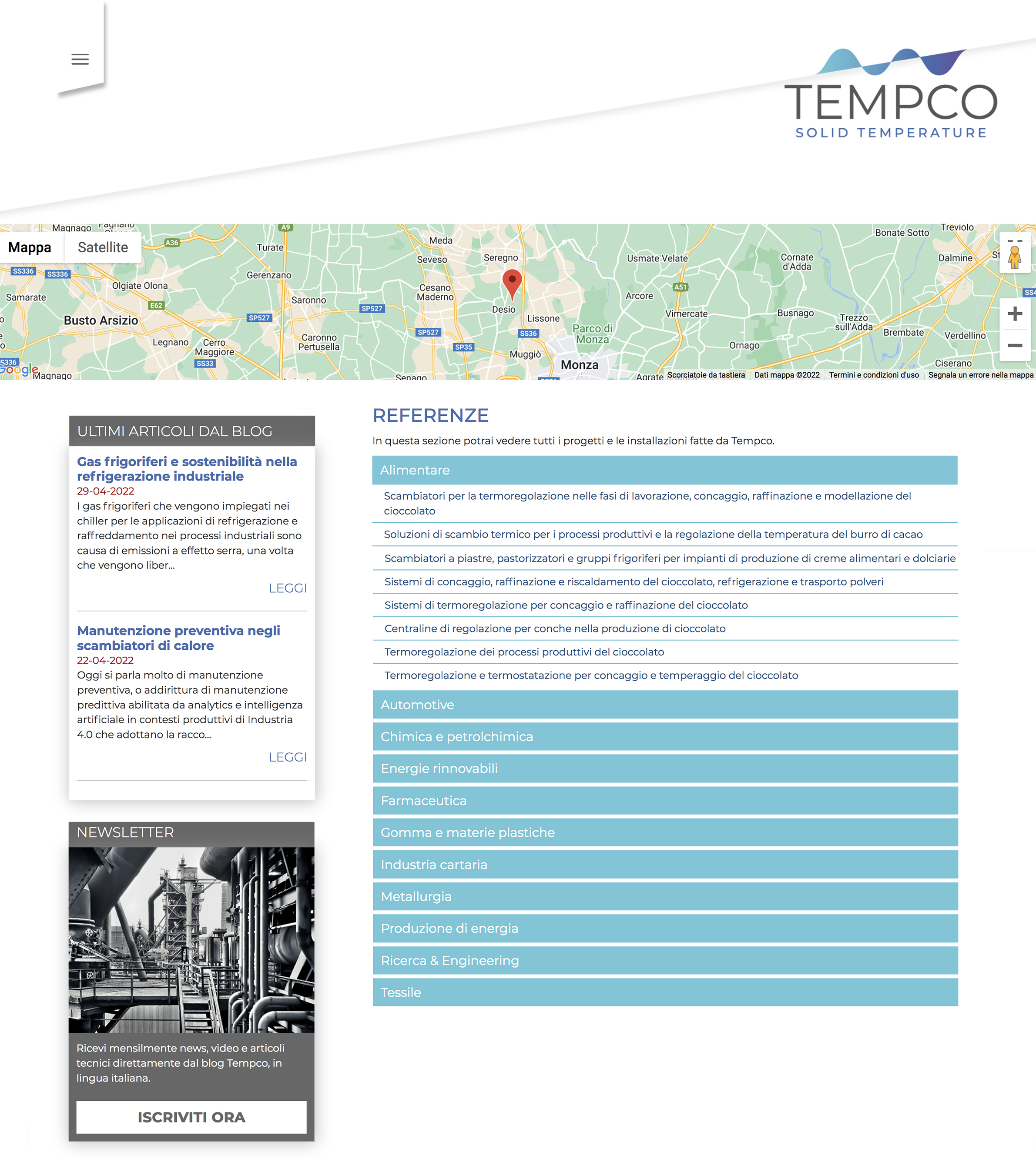 Tempco referenze applicazioni industriali regolazione temperatura