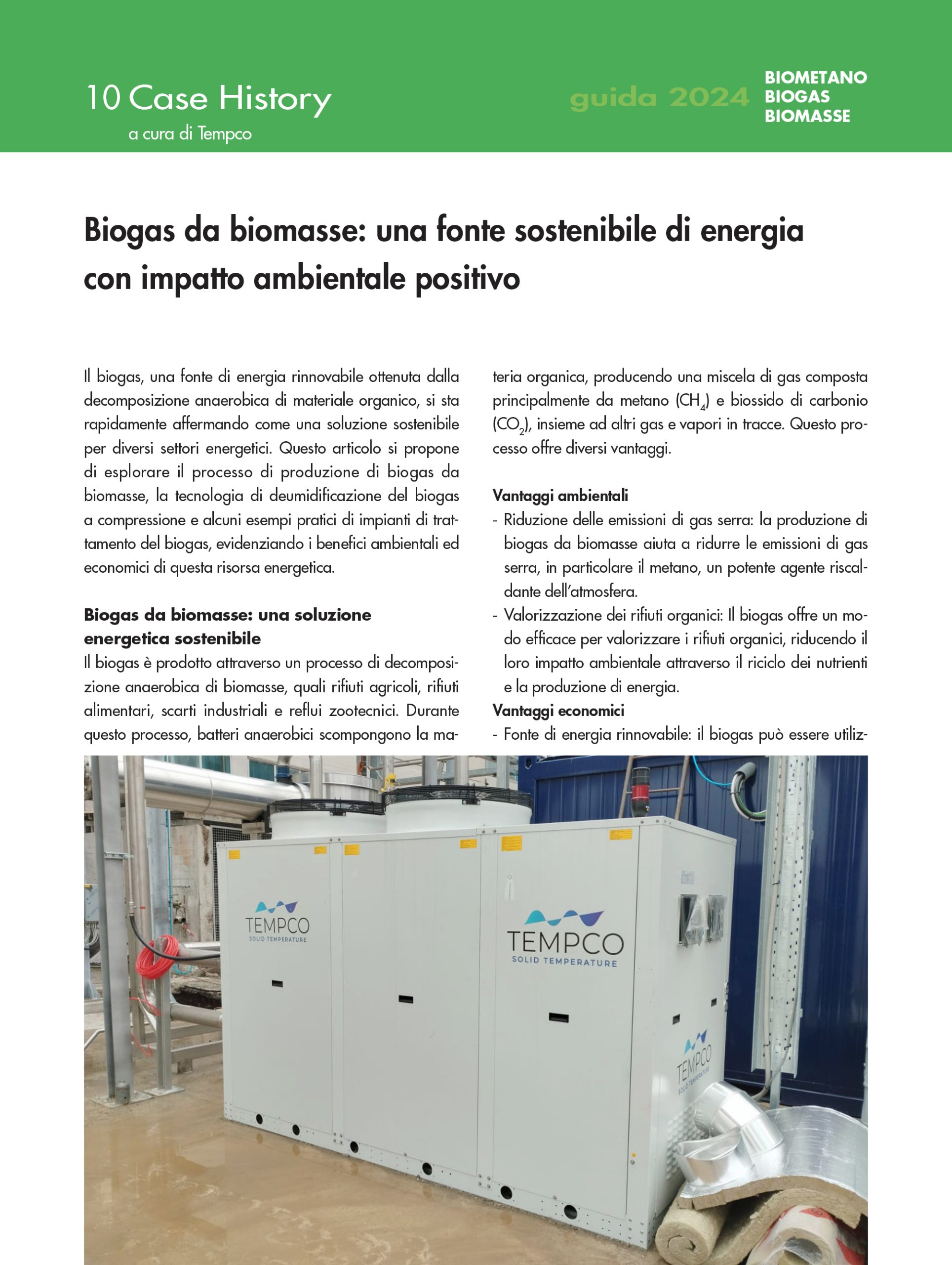 Tempco Biogas raffreddamento compressione Guida biomasse EOIM 1