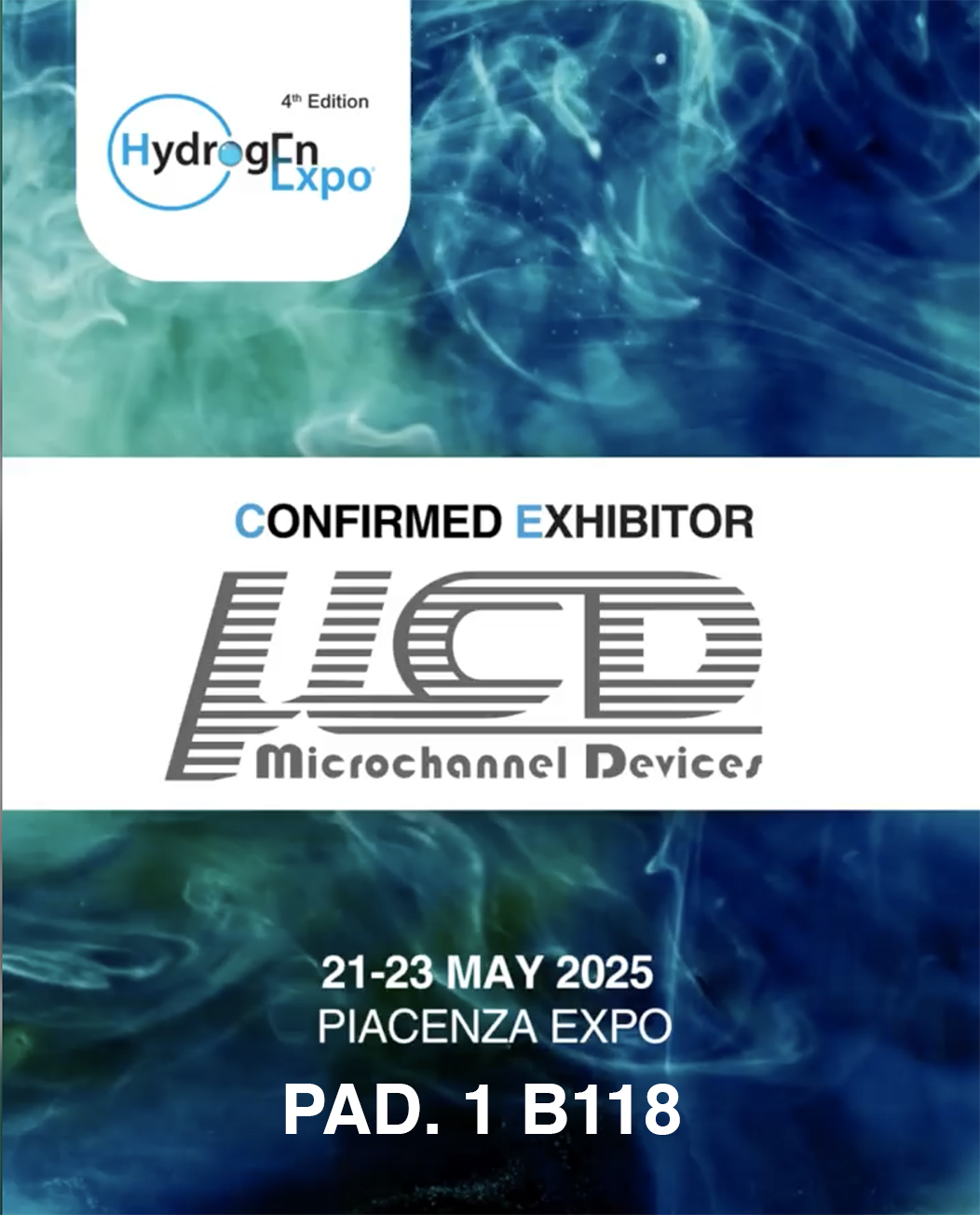 L'immagine mostra il logo di Microchannel Devices, azienda partner di Tempco che porterà in mostra scambiatori PCHE per idrogeno alla fiera Hydrogen Expo di Piacenza