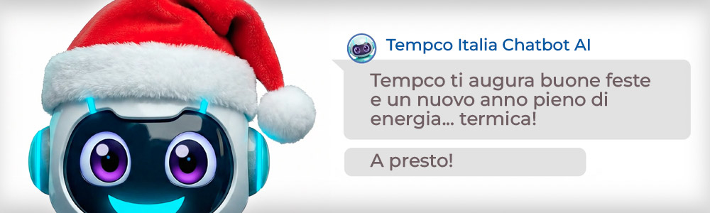Immagine che mostra la schermata di Auguri per le feste di Natale 2025 con il Chatbot AI di contatto, che resterà disponibile 24/7.