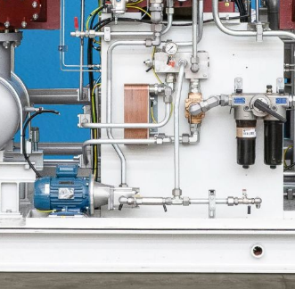 Image showing a cooling system for technical gas compressors with special brazed heat exchangers for high pressure, up to 140 bar.