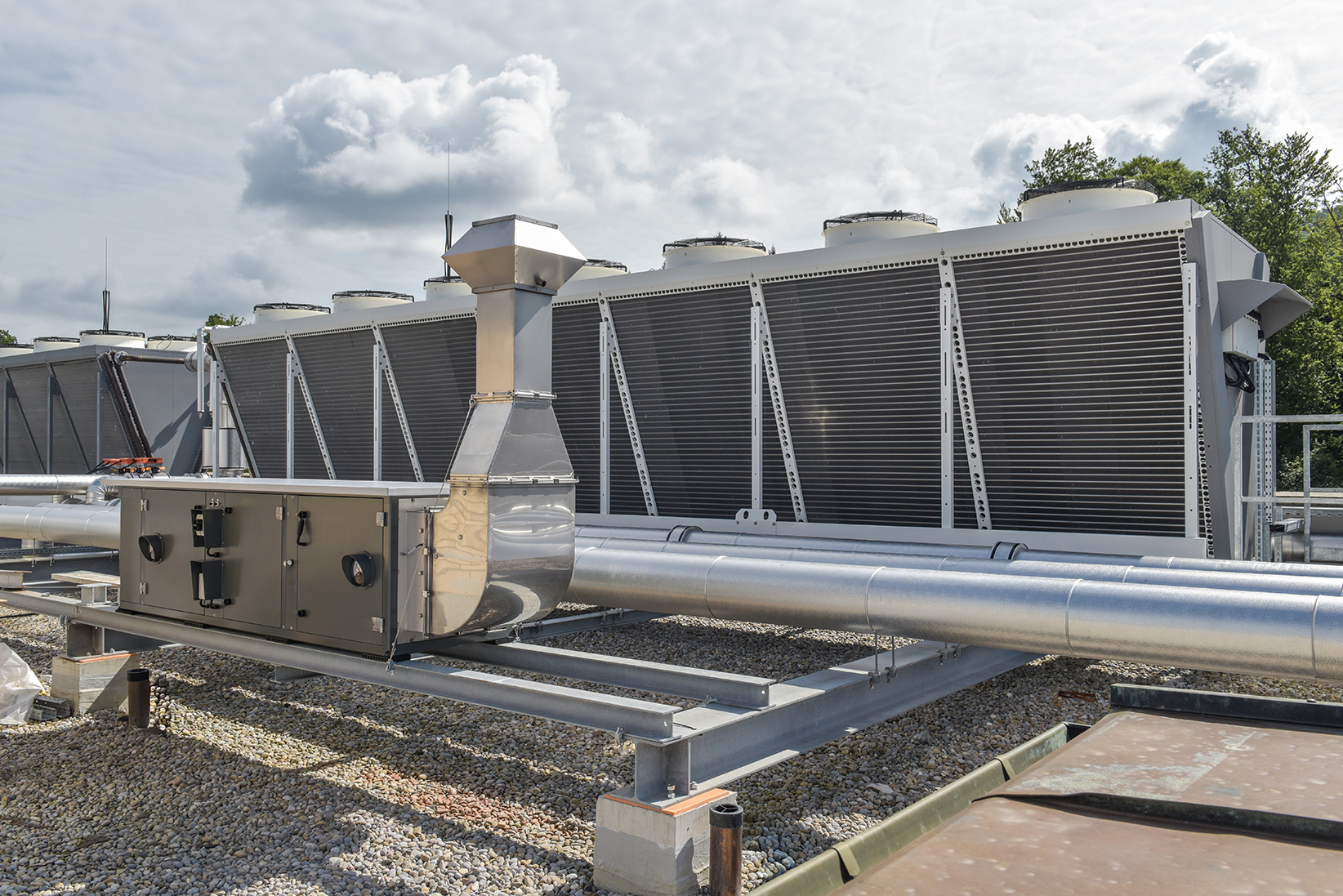 Image showing a series of dry coolers—industrial cooling systems where specialized mechanical designs often set them apart, making each unit unique in line with Tempco’s philosophy of tailor-made manufacturing.