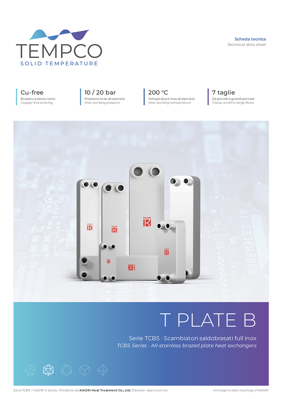 Image showing the Tempco TCBS all-stainless steel brazed plate heat exchangers series for applications requiring high water purity.